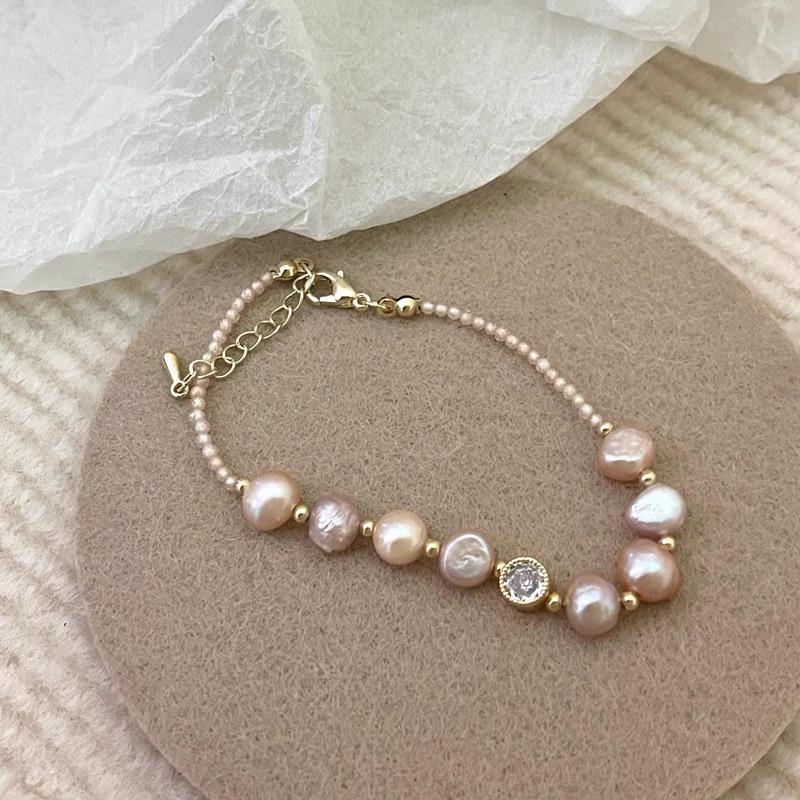 Baroque Natural Freshwater Pearl Beaded Bracelet Women's High-end Sense Light Luxury Niche Design Sense Versatile Jewelry