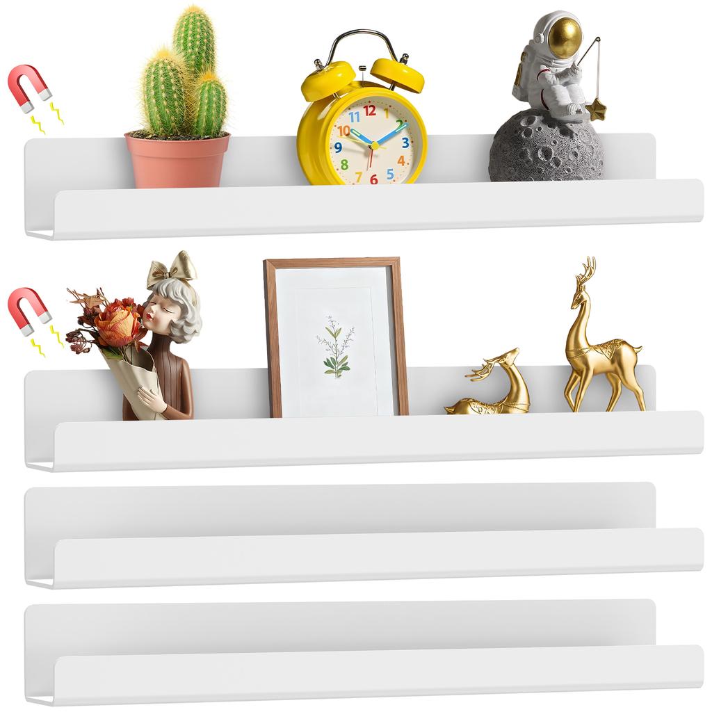 2/4Pcs Magnetic Book Shelf 16.93 Inch Reusable Acrylic Magnetic Shelf Holds 8.8 Lbs Multi-purpose Magnetic Holder for Classrooms