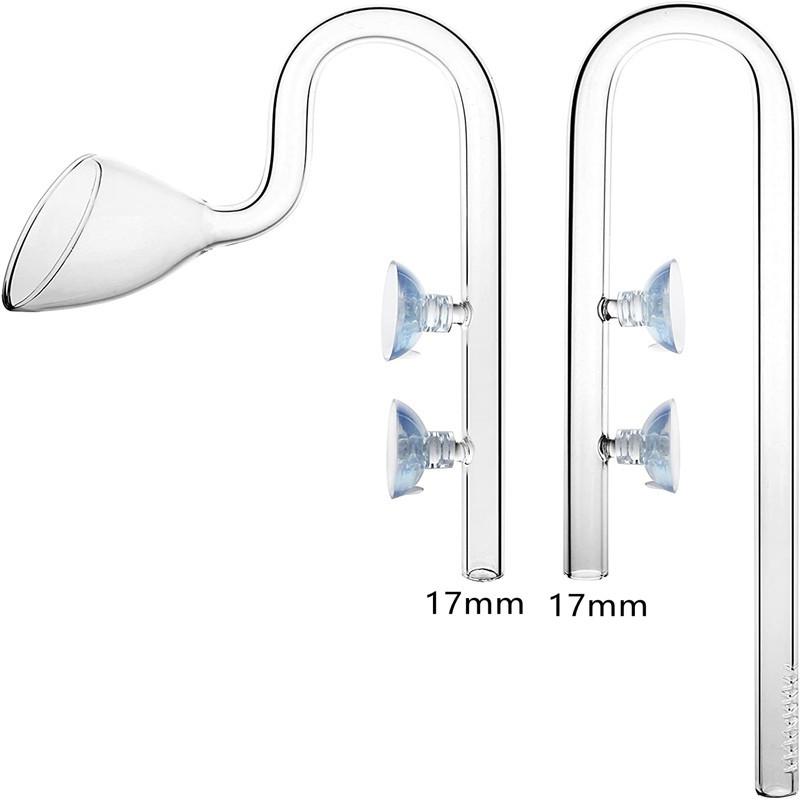 Clear Glass Lily Pipe Outflow and Skimmer Inflow With Suction Cup 13mm 17mm For Aquarium Planted Fish Tank Aquatic Filter System
