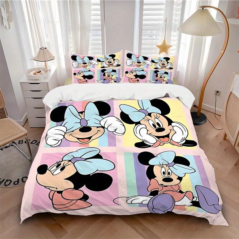 3pcs Minnie Mouse 1 Cover+2 Pillowcases, Pillow Inserts Not Included, Machine Washable, All-Season Use, Teen and Adult Rooms103 135x200cm