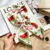 Commuter elegant flower silk scarf women's contrasting color retro printing satin scarf shirt with multi-purpose decorative small scarf