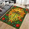 Dragonfly Floral Pattern Carpet with Vibrant Yellow and Green Design Suitable for Use As an Anti-slip for Living Room Bedroom Sofas