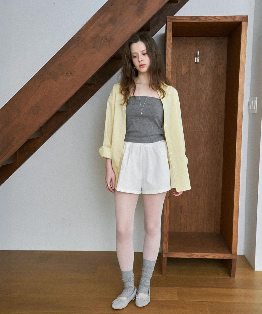Peleubeu Cotton A-Line Shorts - Ivory