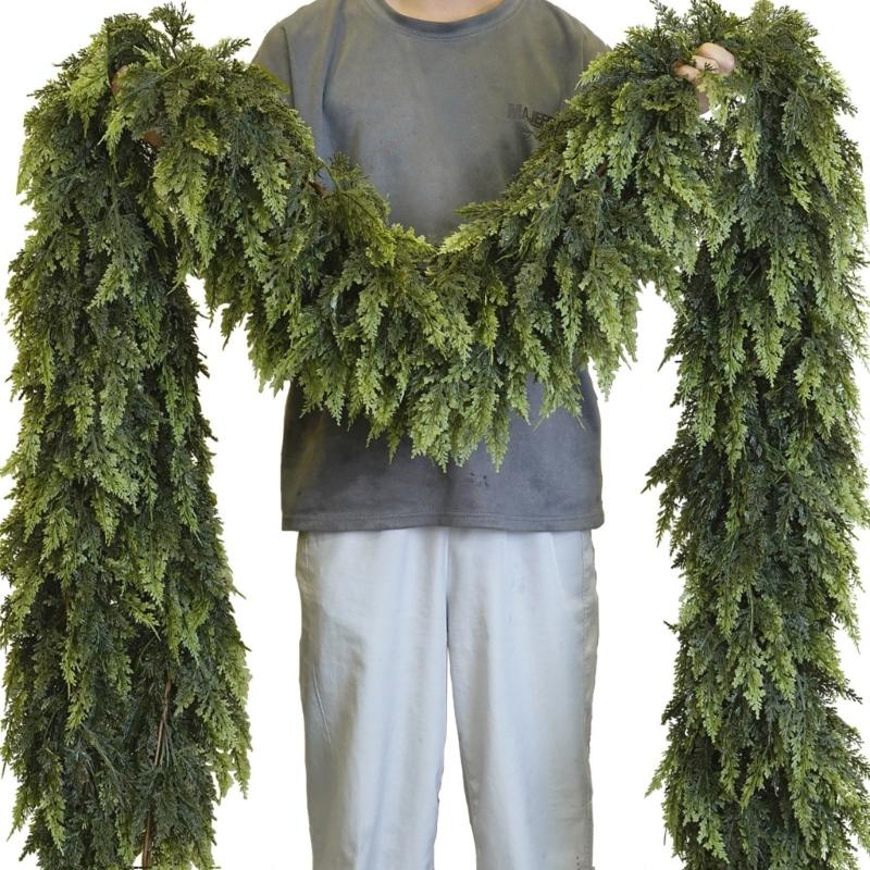 Luxurious Artificial Pine Wreath Bendable Wire Branch Realistic Texture For Fireplaces Mirror Tabletop Christmas Decors