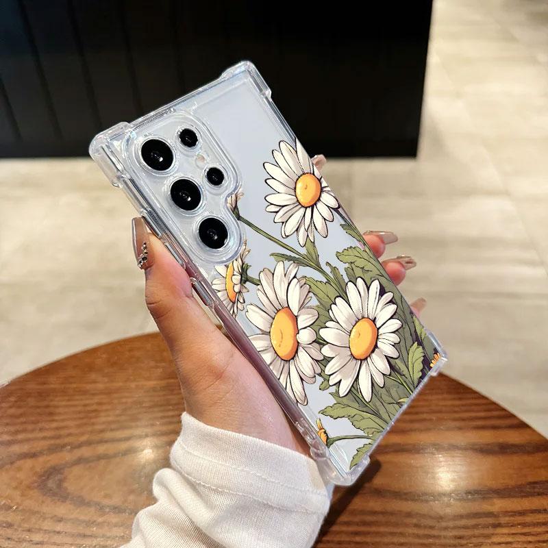 Beautiful Flowers Leaf Phone Case For Samsung Galaxy S25 FE S26 S24 S23 S22 S21 S20 Ultra S26 Plus S25FE Clear Shockproof Cover