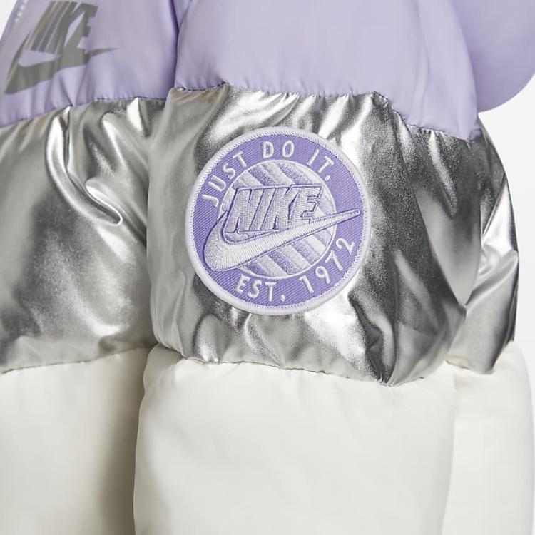 Nike Color Block Hooded Zip-Up Casual Long Sleeve Kids Outerwear Lavender-Purple CT0604-539