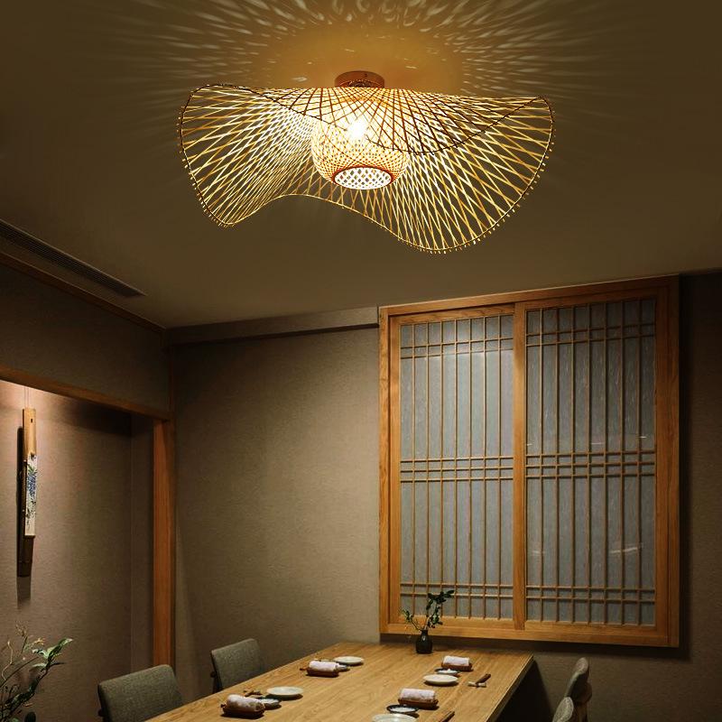 Zen Bamboo Weaving Ceiling Light: Creative Asian-Inspired Lighting for Hotels, Restaurants, Bedrooms, and Studies