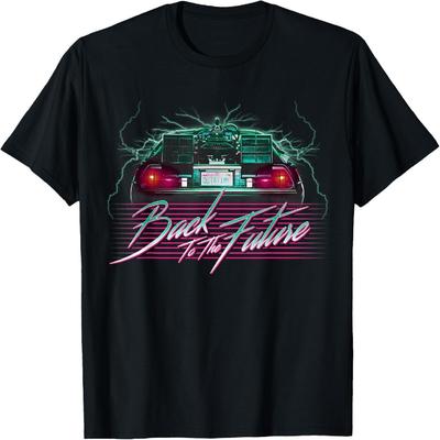 Back To the Future DeLorean 80's Style Neon Graphic T-Shirt T-Shirt