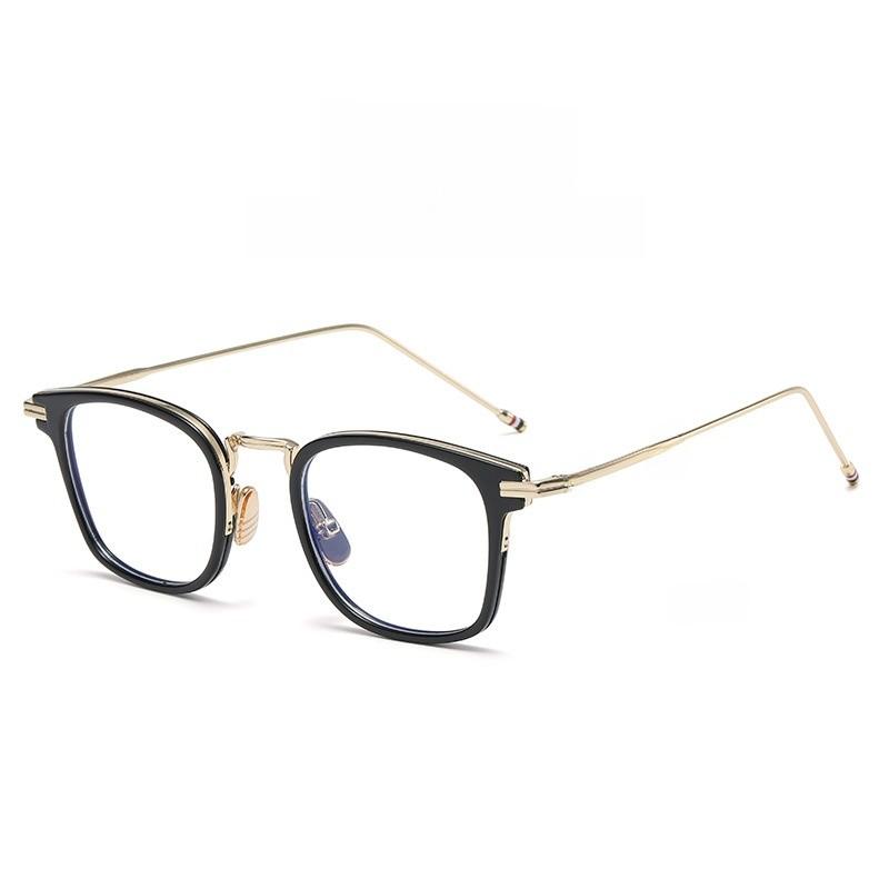 Vintage Retro Square Eyeglass Frame With Blue Light Blocking For Men And Women BlackGold