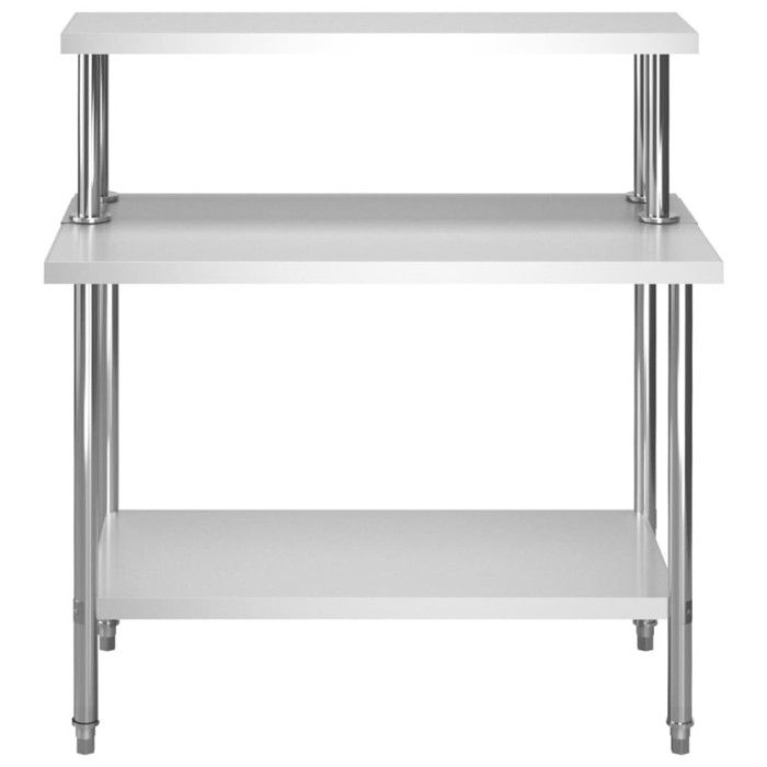 VidaXL Table de travail de cuisine avec étagère 120x60x120 cm Inox