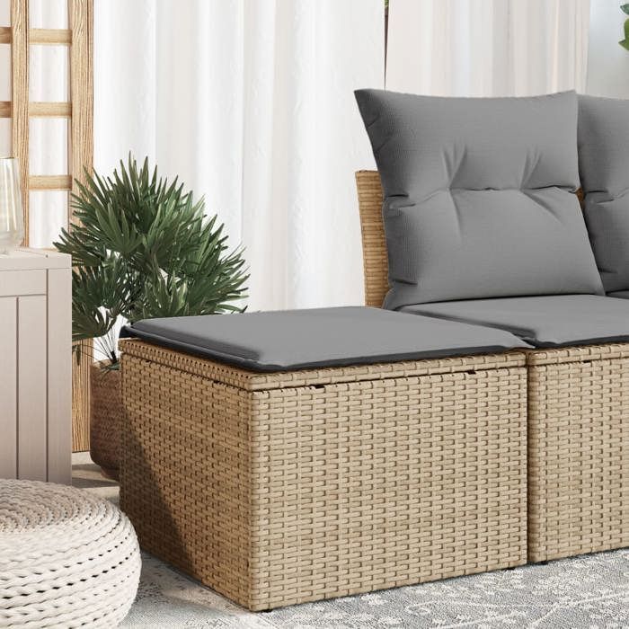 VidaXL Tabouret de Jardin avec Coussin, Siège avec Housse, Meuble de Terrasse Patio Balcon Extérieur, Beige 55x55x37cm 366090