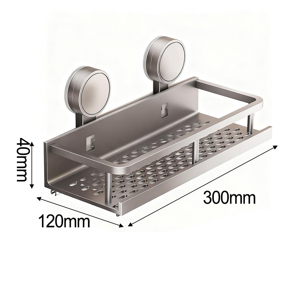 Shower Shelf with Aluminum Suction Cups Enhanced Hold Up To 30 Pounds Bathroom Organizer with Towel Bar and Hooks