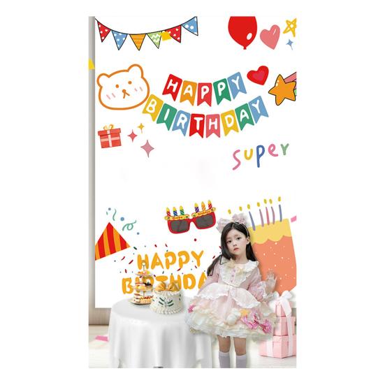 Happy Birthday Backdrop Decorations, Birthday Cake Pattern Hanging Background Sign for Boys Girls, Baby Shower, Birthday Party Supplies