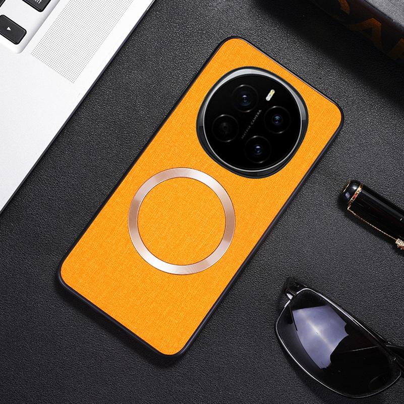Magsafe Magnetic Plain Leather Case For Honor Magic 7 Pro Magic7 Honor 200 Pro 200 Lite  Cloth Wireless Charging Cover