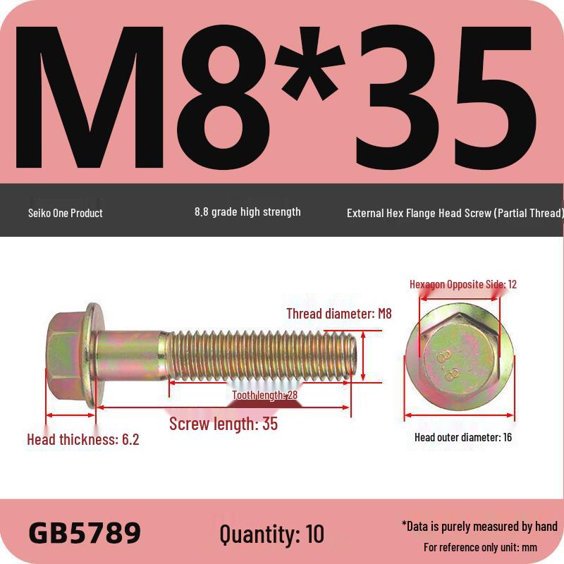 Verzinkter Sechskantflanschschraube mit Scheibe, Güte 8.8, M5-M12