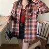 1116 New Spring and Autumn Design Plaid Shirt Jacket Women's New Loose Casual Meat Cover Medium and Long Shirt