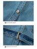 Vintage Charm Denim Vest & Skirt Set - Waist-Cinching Lace-Up, Sleeveless Lapel Top for Versatile Style