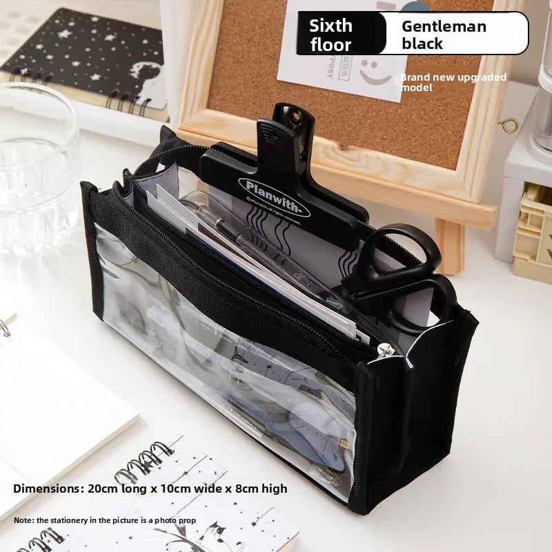 Canvas Six Layer Large Capacity Pen Bag For Students With Dividers And Storage For School Supplies