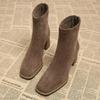 Fashion Vintage Square Toe Women Ankle Boots Fashion Zippers Thick Heels Shoes Women Winter Elegant Comfortable Short Boots Women