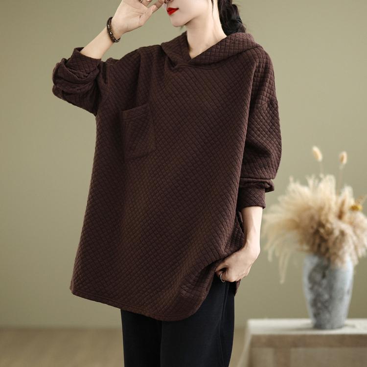 Dimanaf 2024 Otoño Vintage Jerseys Tops Mujeres Ropa a cuadros Sudaderas con capucha Sudaderas de gran tamaño Sueltas Casuales