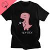 Funny Tea Rex T-Rex Dino Men T Shirt Coffee Hot Drink Cartoon Kawaii Humor Women Graphic Tshirts Casual Anime cotton Top gothic
