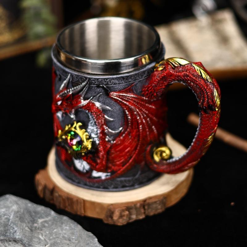 Gem Guardian Dragon Stainless Steel Beer Cup Large Capacity High Value Export Draft Beer Cup Mysterious Gift Cup