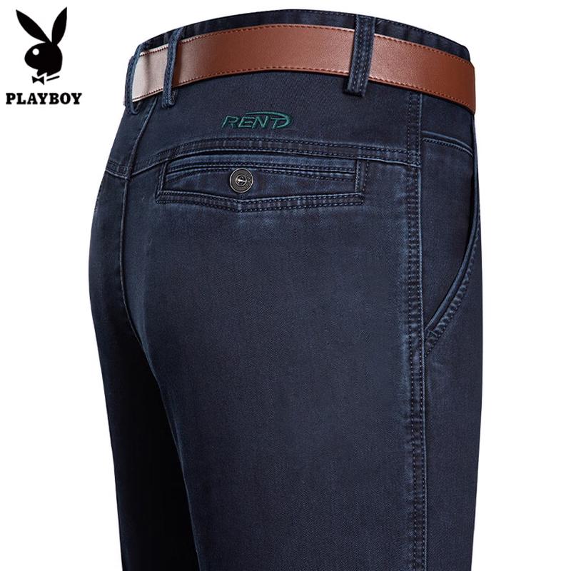 PLAYBOY Men s Relaxed Fit High-Elastic Straight Jeans 35