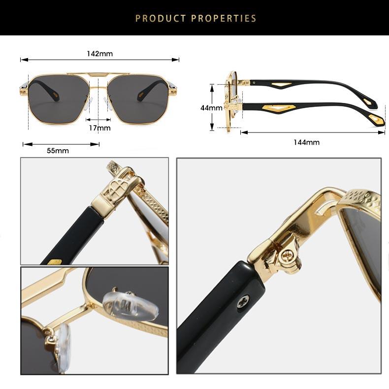Ochelari de Soare Pătrați Vintage Bărbați Clasici Punte Dublă Lentile Gradate Trendy Retro Marcă Designer Ochelari de Soare de Exterior