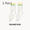 5 Pairs of Female Spring and Summer Personality Match Color Trend In The Tube Stack Socks