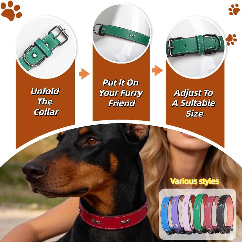 Soft PU Leather Dog Collar  Comfortable Adjustable Pet Neck Collar For Small and Medium Dogs Multi Colors LIU