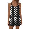 Women Summer Casual Two Piece Set Floral Print Sleeveless Tank Top with Square Neck and Drawstring Waist Shorts with Pockets