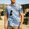 Men Tactical Polo Shirt Loose Fit Short Sleeve Breathable Outdoor Quick Dry Camouflage Print Velcro Patch Design Lapel Collar Top