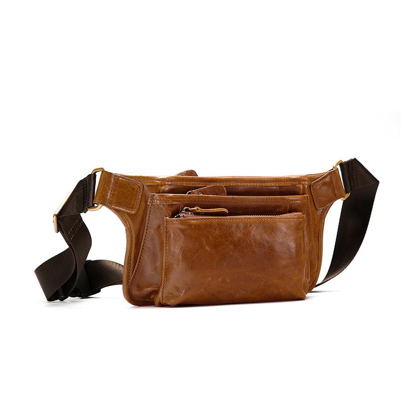 Men's Genuine Leather Chest Bag: Top Layer Cowhide, Outdoor Casual Crossbody, High-End Commuter Style