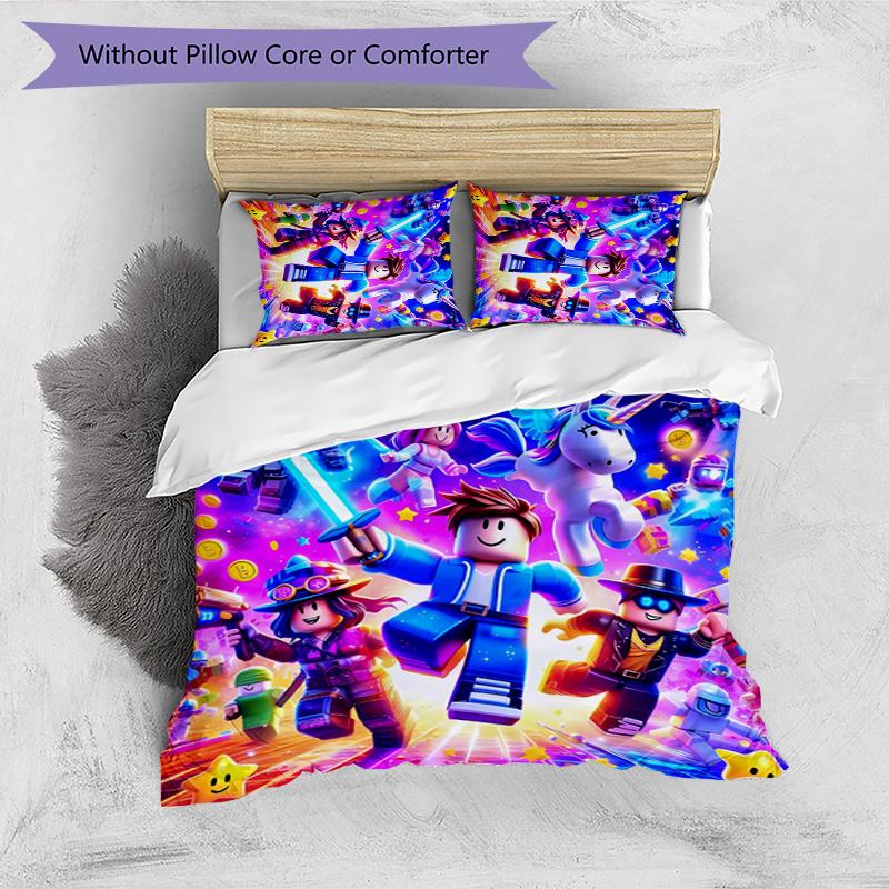 roblox game Printed 3PCS Bedding Set Soft Breathable Duvet Cover Pillowcases Set Washable Bedroom Decor Home Gift