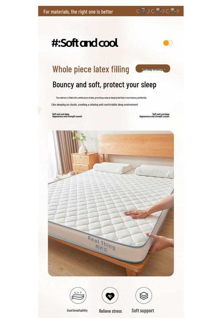 High Resilience Memory Foam Latex Mattress - Double Soft, Thickened for Dorm or Home Use.
