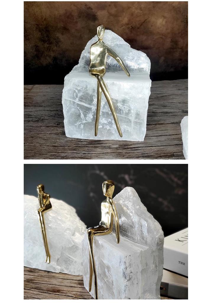 Minimalist Copper Abstract Figure Transparent Plaster Desktop Ornament for Living Room Decor