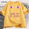 EnderUnisex Eyes Game Tshirts Funny Design Cotton Short Sleeve T Shirt Casual Round Neck Loose Graphic Tees Harajuku Clothes