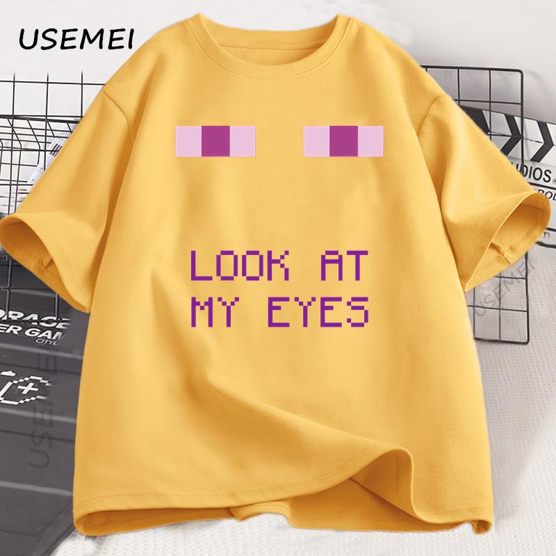 EnderUnisex Eyes Game Tshirts Funny Design Cotton Short Sleeve T Shirt Casual Round Neck Loose Graphic Tees Harajuku Clothes