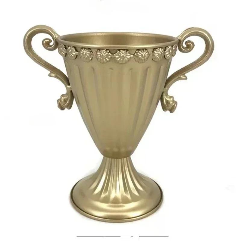 Golden Home Tabletop Floral Arrangements Wedding Atmosphere Decoration Floral Arrangements Green Plant Flower Vase Flower Holder