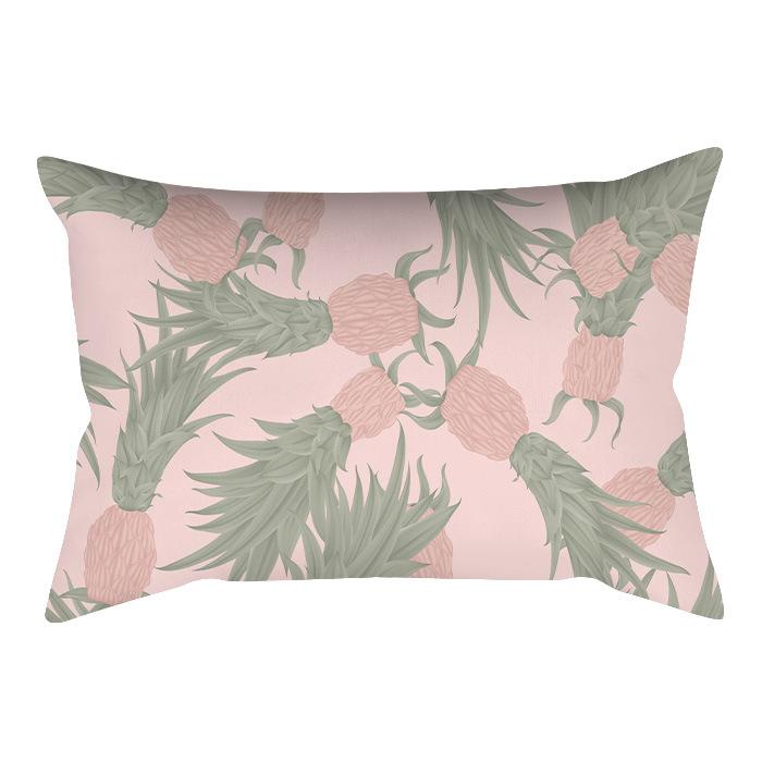 Home Flower and Green Plant Rectangular Waist Pillowcase, Peach Skin Velvet Digital Printed Throw Pillow, Office Waist Cushion Cover