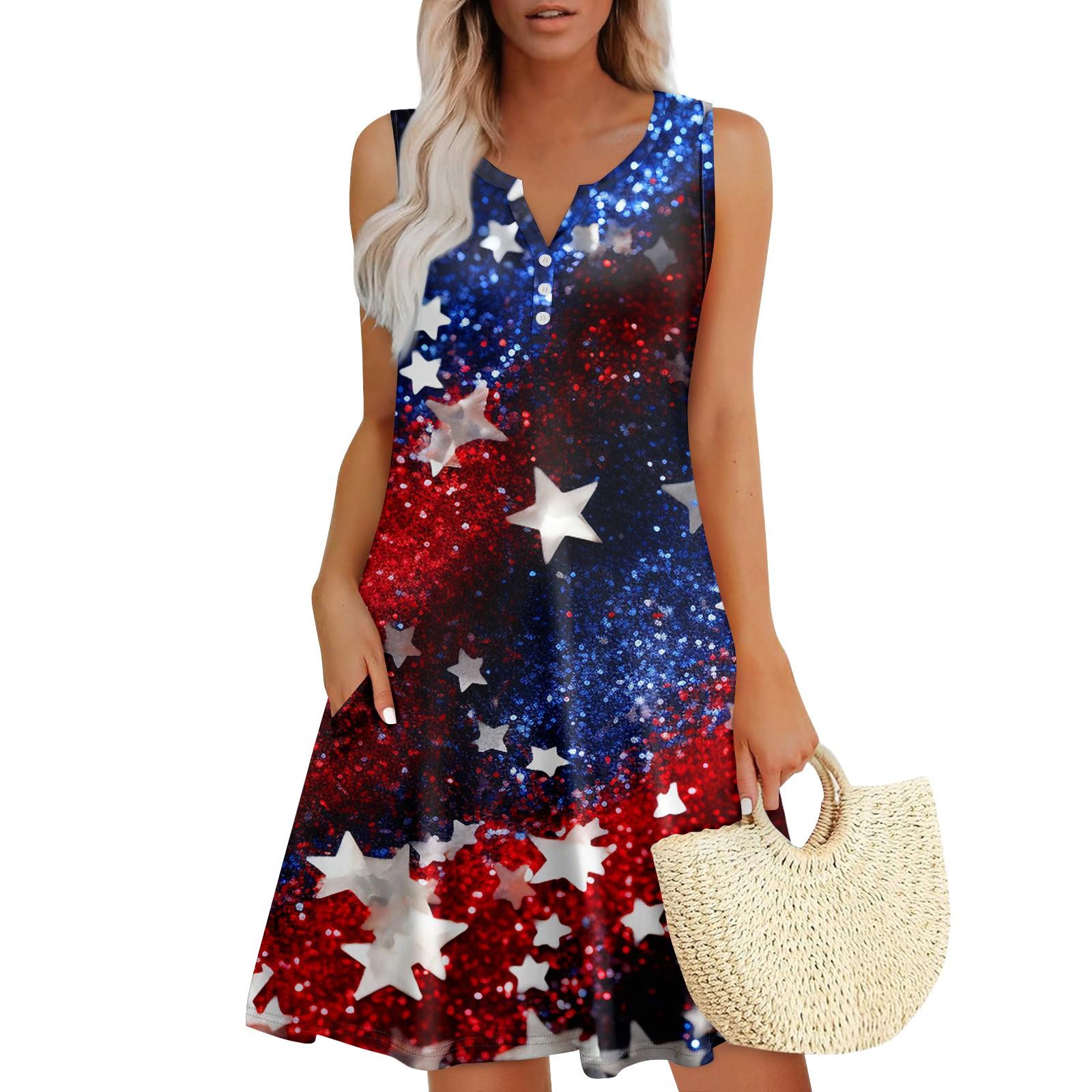 

Женские летние платья Свободные сарафаны без рукавов с V-образным вырезом Платье с карманами XXL