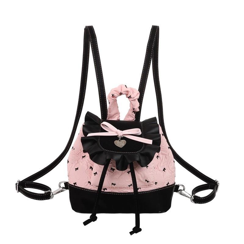 

Стильний повсякденний рюкзак з коміром та функціональним відділенням для зберігання Black Pink