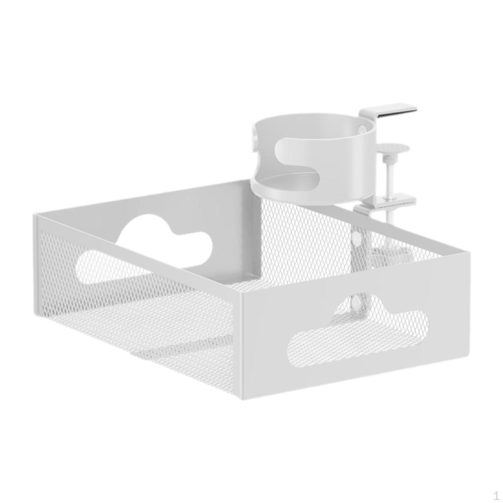 Cable Management Tray for Under Desk Use with Heavy Duty Storage Drawer and Cup Holder