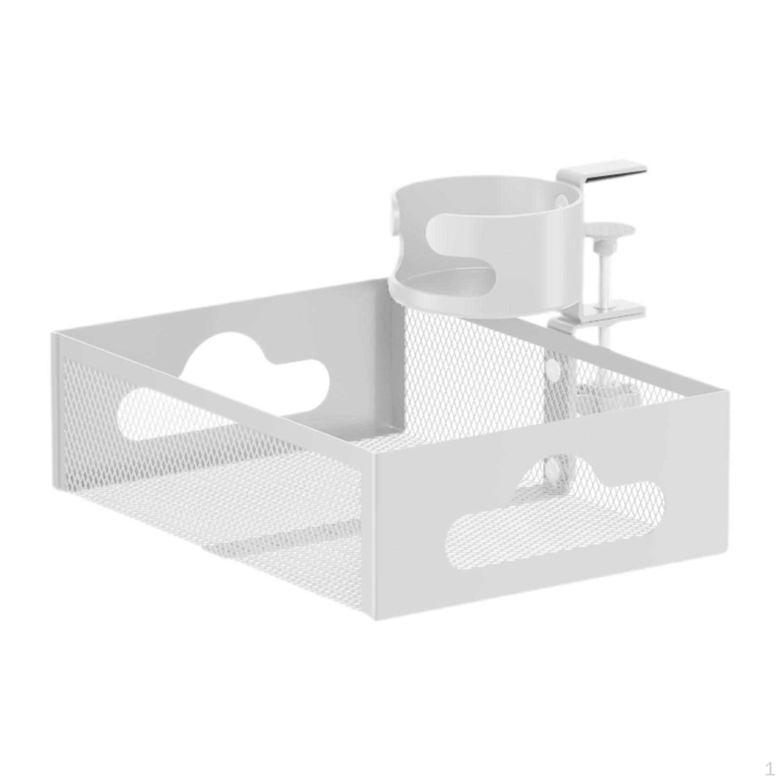 

Cable Management Tray for Under Desk Use with Heavy Duty Storage Drawer and Cup Holder білий