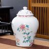 Ceramic Tea Jar Flower Bird General Jar Room Decoration Vase Home Candy Dried Fruit Medicinal Materials Storage Bottle with Lid