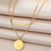 Stainless Steel Necklaces Vintage Temperament Geometric Circle Pendant Multilayer Chain Necklace For Women Zircon Party Gifts