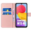 Coque - Samsung - Galaxy M13 - Effet Cuir Rose - 2 Verres Trempés - Support de Visionnage