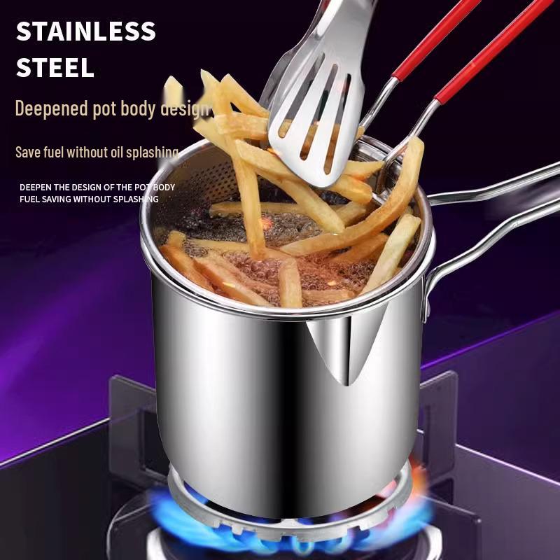 Mini-Edelstahl-Bratpfanne ohne Beschichtung mit Sieb für Induktionsherde