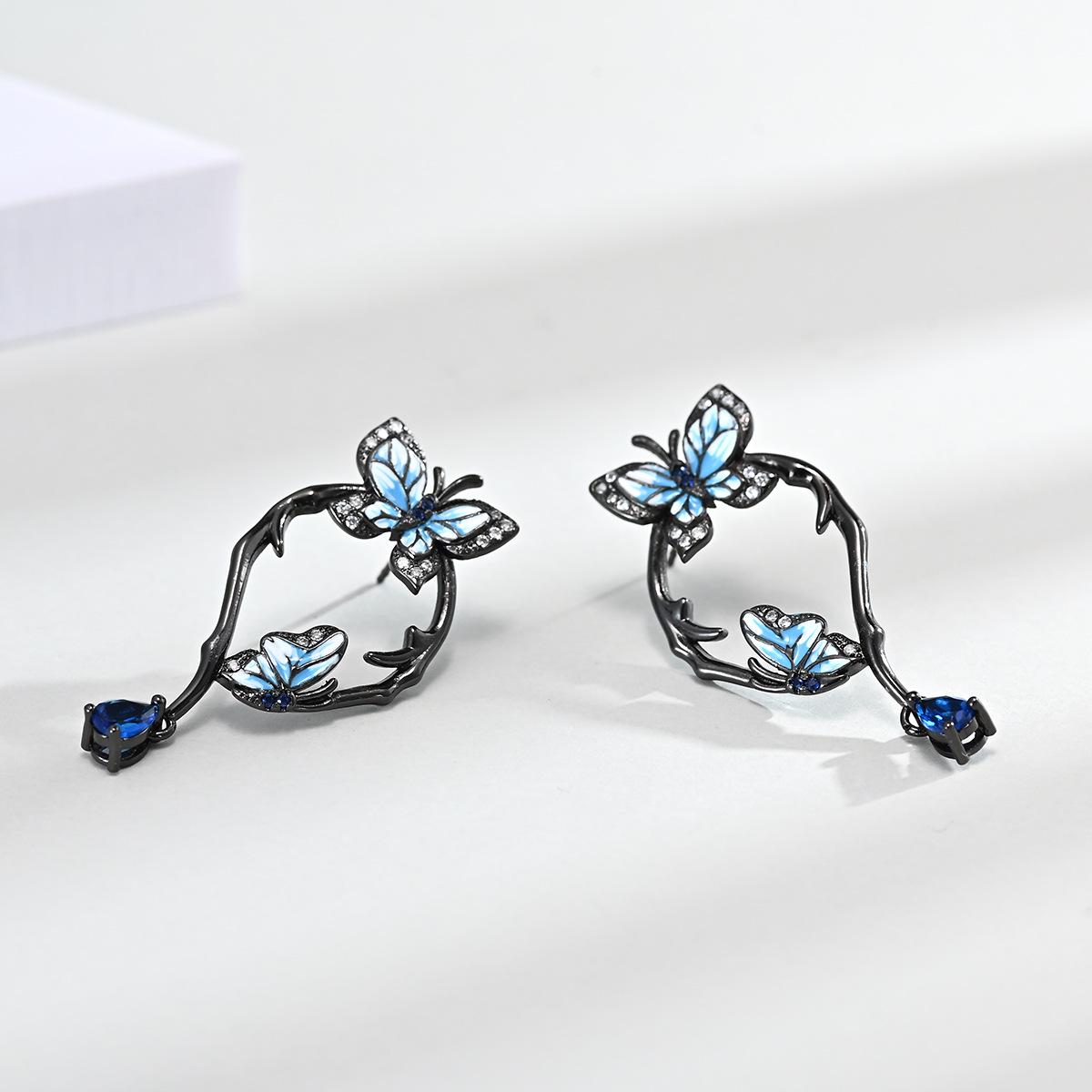 

Комплект из черного золота с кольцом-бабочкой и съемными серьгами для женщин