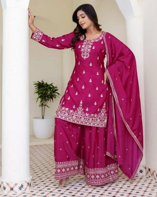 Damen Partykleidung Chinon Salwar Anzug Indisch Bollywood Ethnisch Salwar Kameez Palazzo Set